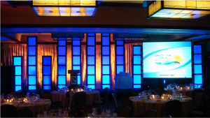 stage light boxes and video projection
